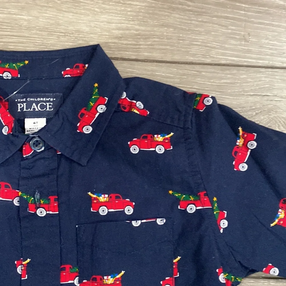 NWOT! The‎ Children’s Place Christmas Truck Poplin Button Up Shirt - Tidal